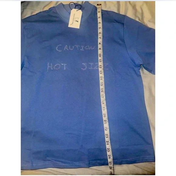 Fashion Brand Company “Caution Hot Jizz” Mock Neck Tee - Picture 4 of 8